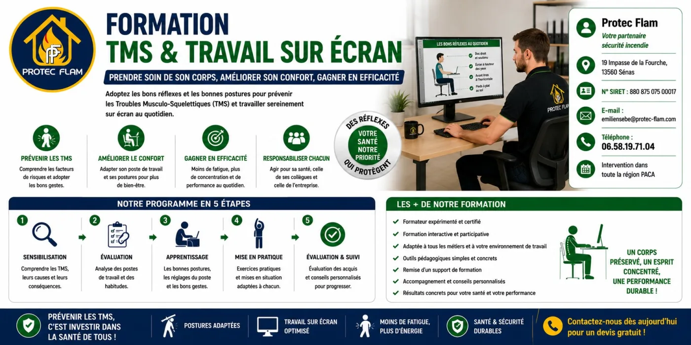 Prévention des TMS & travail sur écran — Protec Flam