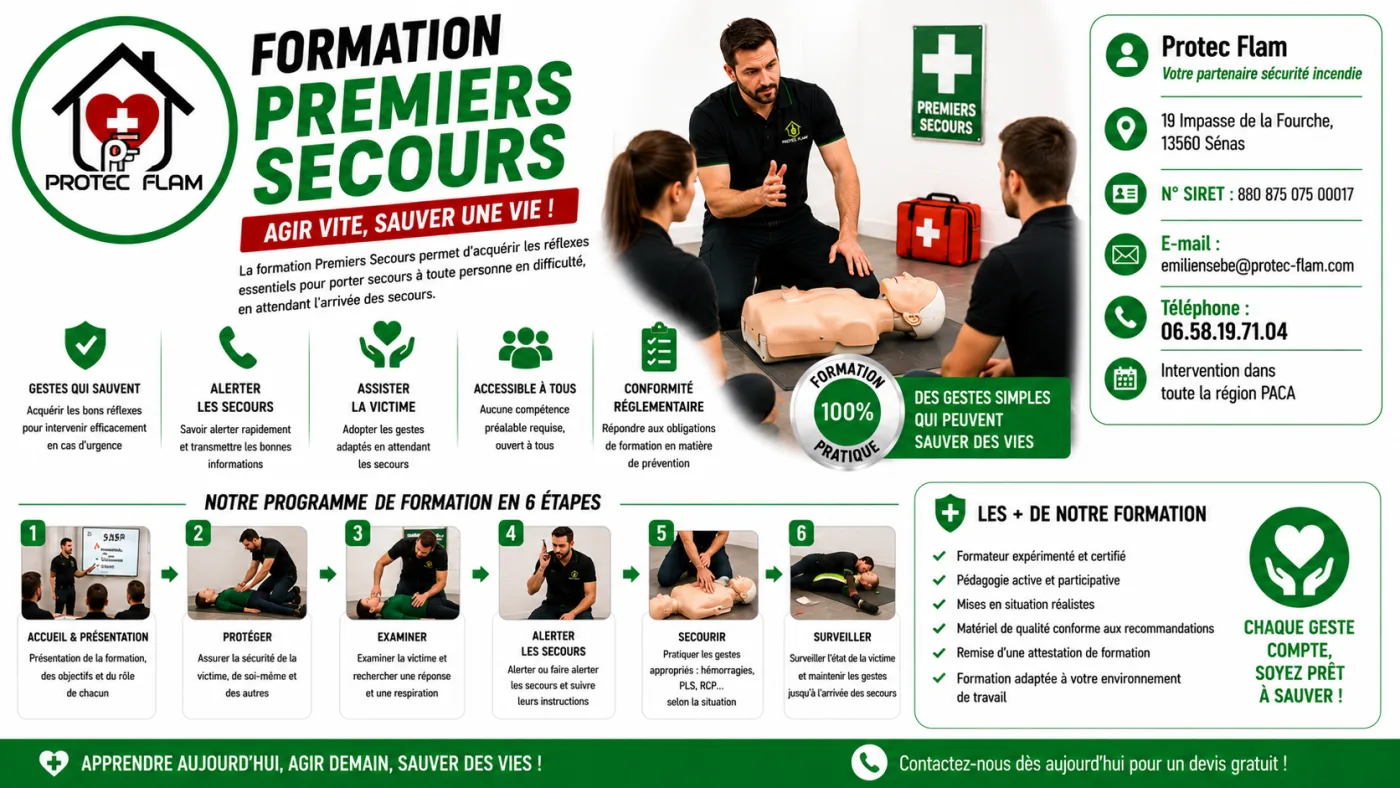 Initiation aux premiers secours & utilisation du défibrillateur — Protec Flam