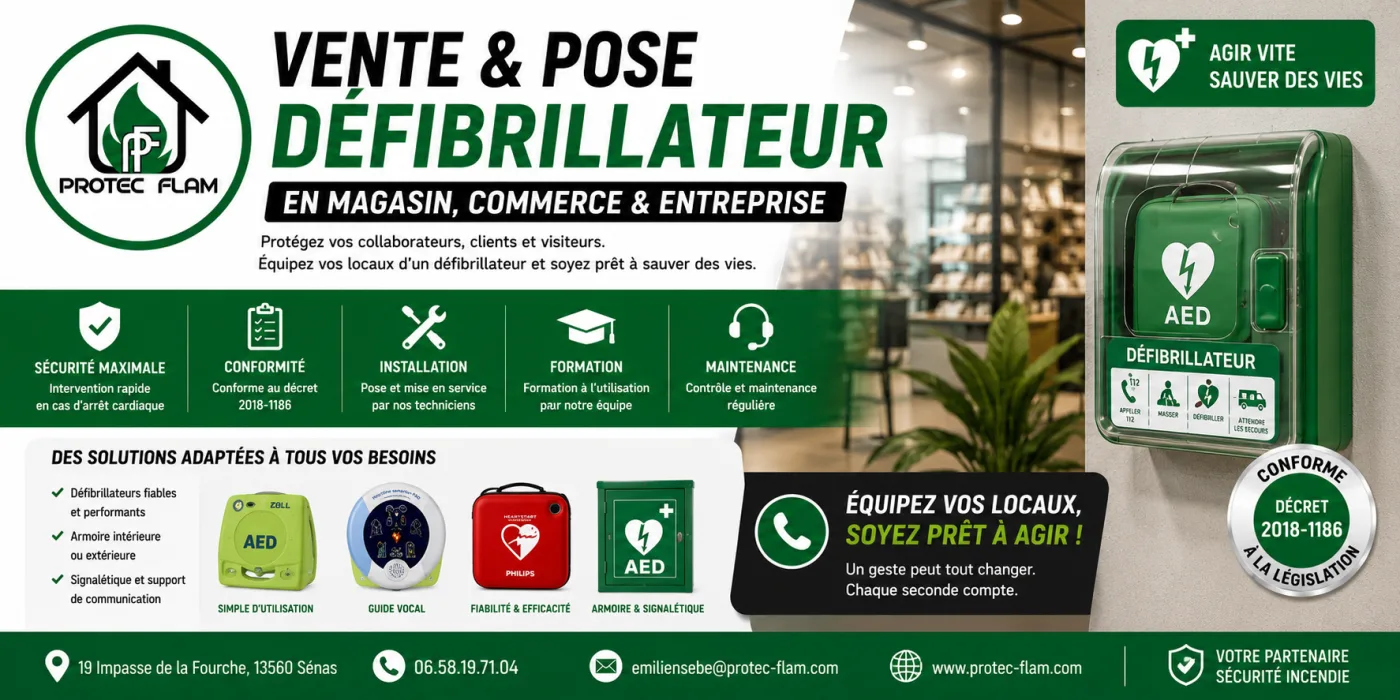 Vente & installation de défibrillateurs (DAE) — Protec Flam